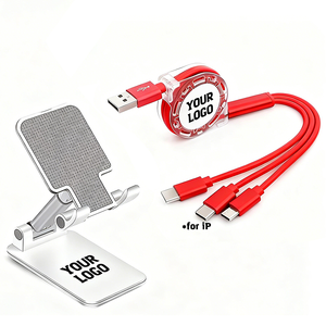 Set Regalo Elettronico Promozionale con Logo Personalizzato, Cavo di Ricarica 3 in 1, Supporti Universali per Telefoni e Tablet Portatili - Product Image 1