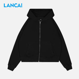 2026 Sweat à capuche personnalisé pour homme, en molleton de coton, à épaules tombantes, avec fermeture éclair double sens, épais, uni, de haute qualité, style streetwear, vierge - Product Image 4