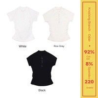Fabricants de vêtements personnalisés été 92% coton 8% Spandex 220 grammes Base de col demi-ouvert T-shirt à manches courtes pour femmes