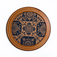 Sous-verre personnalisé en cuir PU imprimé motif artistique pour hôtel et restaurant, style vintage, idéal comme cadeau d'entreprise