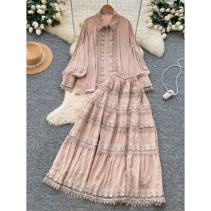 Элегантный комплект из 2-х предметов, Женская Осенняя блузка в стиле французского двора, свободная блузка с длинными рукавами, расклешенная юбка миди с высокой талией - Product Image 3