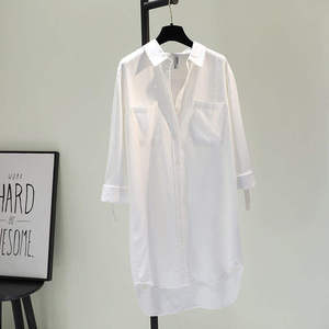 <span class=keywords><strong>Vestido</strong></span> <span class=keywords><strong>camisero</strong></span> <span class=keywords><strong>Vaquero</strong></span> de algodón de longitud media para <span class=keywords><strong>mujer</strong></span>, primavera y otoño 2023, nueva camisa holgada de manga enrollada con doble bolsillo, ropa informal para <span class=keywords><strong>mujer</strong></span>, - Product Image 3