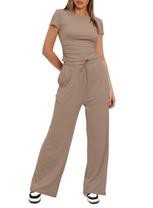 批发欧美女装运动服基本款2件套休闲夏季套装女装 - Product Image 3