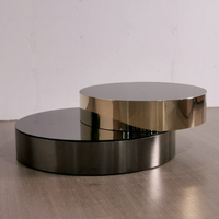 Table basse en verre trempé noir de style italien avec cadre en acier inoxydable pour salon et hôtel