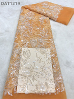 Tissu en dentelle française tendance, broderie perlée, dentelle filet avec paillettes, 100% polyester, écologique, léger