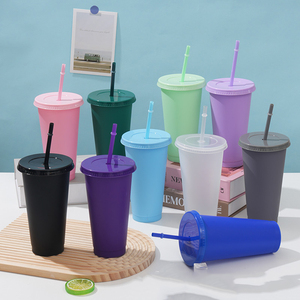 Gobelet en Plastique Réutilisable 24 oz / 710 ml, Durable et Économique, avec Couvercle et Paille, Idéal pour Fêtes, Article Vedette pour la Rentrée Scolaire - Product Image 3