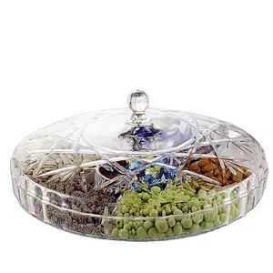Clearance Tray Serving Dish Acrylic Plastic Multifunctional Dip Serving and 6 Divided Platter With Lid 31cm