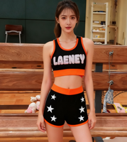 Uniformes de pom-pom girl en polyester sublimé pour femmes tenues complètes avec découpe lettre impression déguisement ensembles d'uniformes musicaux