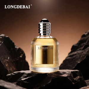 Botella de Perfume Personalizada de Lujo, Vacía, Transparente, Rayada, de 100 ml, Redonda, de Vidrio, con Etiqueta Metálica - Product Image 6