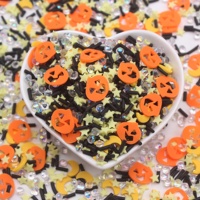Halloween Citrouille Lune Étoile Mixte Argile Tranches Sprinkles avec Faux Diamant 1 KG/Bag pour DIY Shakers Artisanat