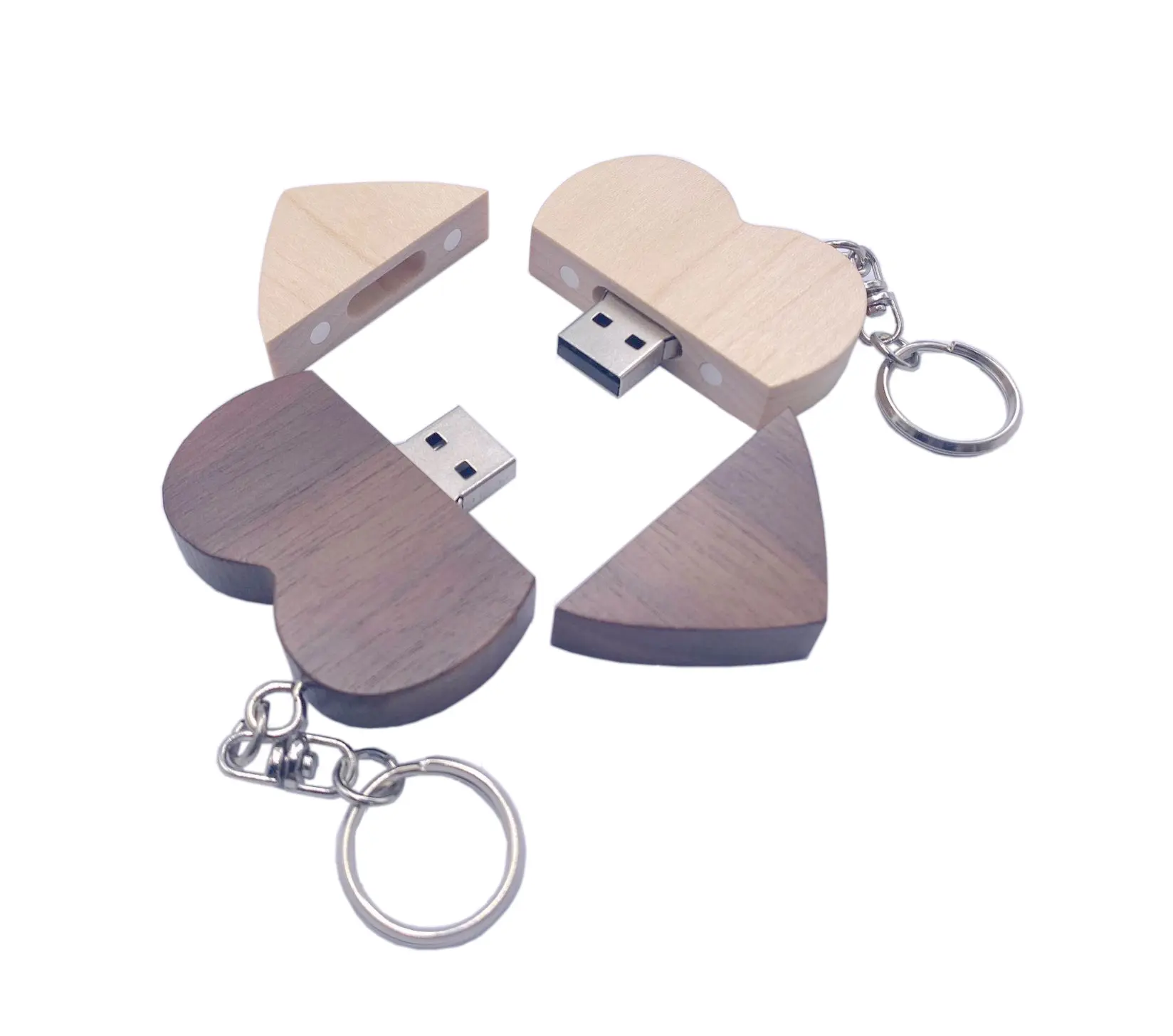 USB Stick Wedding Gifts Good Quality Wooden Heart Shape USB Flash Drives Custom Logo Wooden USB Flash Drive