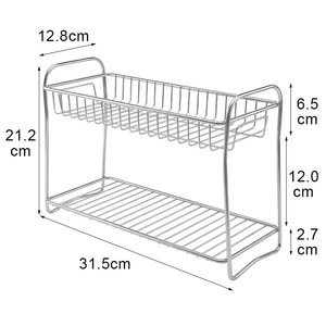 Étagère à vaisselle à double niveau en métal, support de rangement de cuisine, résistant à la rouille, design minimaliste - Product Image 3