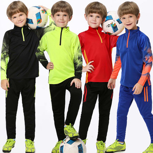 Grosir Pabrik Setelan Latihan Sepak Bola Anak Laki-laki dan Perempuan Lengan Panjang Pakaian Olahraga Cetak Transfer Panas 100% Poliester - Product Image 1
