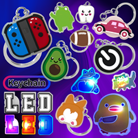 Gantungan Kunci LED 3D Custom, Bahan PVC Karet Lembut Bentuk Alpukat Gamepad, Tahan Air, Awet, Menyala, Cocok untuk Anak Perempuan & Laki-laki, Grosir