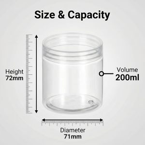 Envases Cosméticos y para Alimentos al por Mayor, Tarro de Crema Cosmética de Plástico PET Transparente de 50ml, 80ml, 100ml, 120ml, 150ml, 200ml con Tapa Blanca - Product Image 3