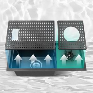 Fregadero de Cocina Cuadrado Individual de Acero Inoxidable 304 Hecho a Mano con Grifo y Escurridor con Dos Orificios - Product Image 5