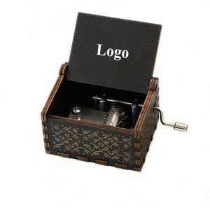 Custom logo Printed Hot Selling Colorful Laser Engraved Hand Crank Mini Diy Wooden <b>Music</b> <b>Box</b> Gift - Product Image 1