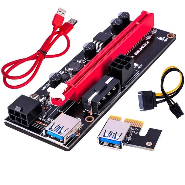 Newest Ver009 Usb 3.0 PCI-E Riser Ver 009S Express 1X 4X 8X 16X Extender Riser Adapter Card Sata 15Pin to 6 Pin Power