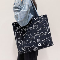 Sac fourre-tout en toile personnalisé avec impression numérique, fermeture éclair, design animal mignon vintage, coton 14 oz, écologique, réutilisable, mode féminine, shopping quotidien