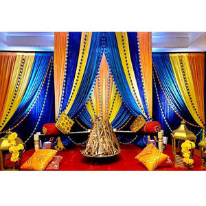 Punjabi Sangeet ผ้าม่านตกแต่งเวทีสีสันสดใสม่านฉากหลังแต่งงานผ้าม่านฉากหลังสำหรับเวที Sangeet - Product Image 1