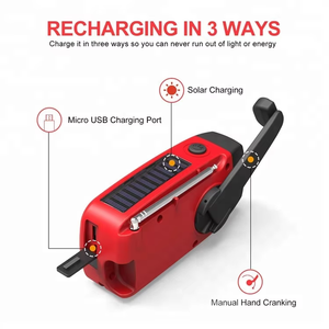 Radio de Emergencia Portátil de Manivela Solar de 2000mAh AM FM NOAA con Linterna LED y Banco de Energía para Camping y Preparación para Emergencias al Aire Libre - Product Image 3