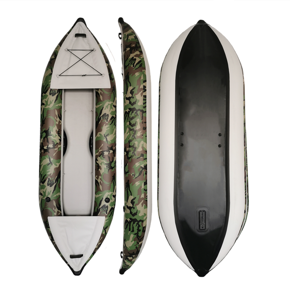 OEM di Disegno Camo Punto di Goccia PVC 1 Persona Pieghevole Da Pesca Kayak Canoa Gonfiabile