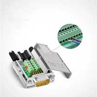 DB15 Serial sin soldadura a puerto de 15 Pines, adaptador de terminal, conector, placa de ruptura con carcasa, pernos largos, tuercas (Metal hembra/macho)