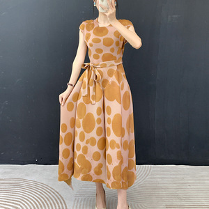 เดรสลำลองสไตล์รีสอร์ททรงเอวธรรมชาติ ผ้าพลีท Miyake รุ่นใหม่ประจำฤดูใบไม้ร่วงปี 2026  ทรงเข้ารูป  รักษ์โลก  ความยาวปานกลาง  แฟชั่นสำหรับผู้หญิงไซส์ใหญ่ - Product Image 2