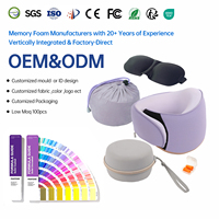 Oreiller de voyage personnalisé en mousse à mémoire de forme souple en forme de U avec logo personnalisé, portable, antibactérien, léger pour l'avion et la voiture