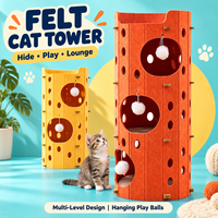 Tour pour chat en feutre personnalisée, multi-niveaux, avec balles suspendues et perchoir supérieur, maison pour chat d'intérieur