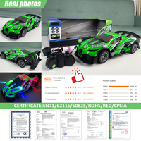 Voiture télécommandée à l'échelle 1/16 2,4 GHz avec lumières LED, batterie rechargeable, jouet de course RC pour adultes, garçons et filles