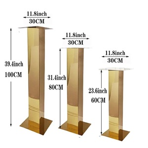 Nuevo Diseño de Soporte para Flores de Acrílico Dorado para Decoración de Mesa, Centro de Mesa para Bodas - Product Image 2