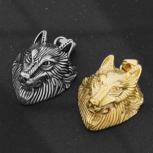 สร้อยคอจี้รูปหมาป่าสำหรับผู้ชาย ทำจากสแตนเลส 316 ชุบทอง 18K สไตล์นอร์ดิกไวกิ้ง จี้และเครื่องประดับแฟชั่นสำหรับผู้ชาย - Product Image 1