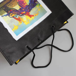 Tote Bag à provisions personnalisé en tissu écologique, fourre-tout de Shopping réutilisable, grand sac <span class=keywords><strong>exta</strong></span> noir, offre spéciale - Product Image 4