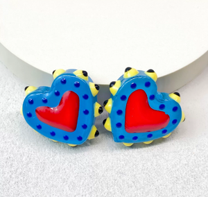 Cuentas de Vidrio Coloridas en Forma de Corazón, Cuentas de Vidrio Pintadas con Puntos para Bisutería de <span class=keywords><strong>Amistad</strong></span> - Product Image 6