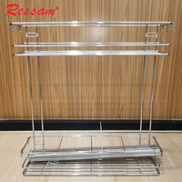 Ressam Paniers de rangement à 2 couches à montage latéral, à fermeture douce et extractible Panier d'extraction d'assaisonnement en fil de cuisine multi-usages