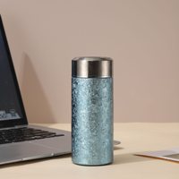 Botol Termos Vakum Titanium Mini Tekstur Kristal Es Ringan Portabel Tumbler Perjalanan Cangkir Hadiah 12 Jam Termal Teh
