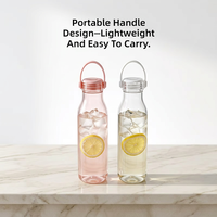 Bouteille Tritan transparente réutilisable de 600 ml avec poignée, isolation thermique 0-6 heures, compatible lave-vaisselle, pour boire directement, écologique, unisexe