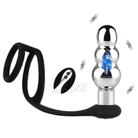 OEM/ODM Herren Analplug Sexspielzeug Vibrierend IPX7 Wasserdicht Edelstahl Gewinde Silikonring Fernbedienung 10 Frequenzen