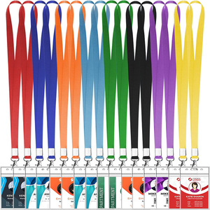 1.5 Lobster Buckle Brand Lanyard Student <b>ID</b> Badge Strap Exhibition Badge Work Permit with Soft Rubber Vertical Card <b>Holder</b> - Product Image 1