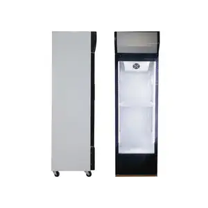 300L ตู้โชว์เครื่องดื่มตู้เย็นกับโฆษณาแนวตั้งคูลเลอร์ประตูกระจกเชิงพาณิชย์เทอร์โมดิจิตอลแสดงตู้เย็น