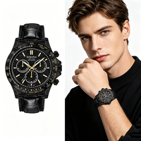 Montre-bracelet pour homme en quartz chronographe multifonction avec lunette lumineuse en fibre de carbone originale de haute qualité OEM