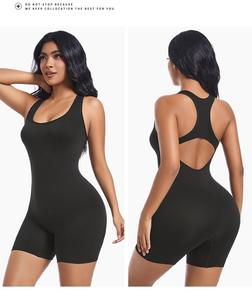 Европейско-американский формирующий комбинезон для йоги с утягивающим эффектом, цельный, с высокой талией, длиной до колена, из нейлона и спандекса, мягкий, дышащий - Product Image 3