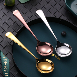 대량 다채로운 304 스테인레스 스틸 창조적 인 한국어 숟가락 황금 커피 부항 라운드 디저트 스푼 차 숟가락 - Product Image 4