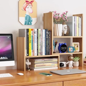 Meinijia Multi Tier Desk Bookshelf Wooden Organizer For Students Office Dorm Storage <b>Shelf</b> Minimalist Design Rectangle Standing - Product Image 3