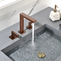 Mitigeur de salle de bain de luxe robinet monté sur pont brossé or rose vanité robinets de salle de bain pour évier 3 trous