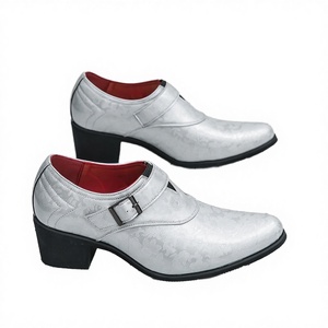 Nouvelles Chaussures d'été habillées pour hommes 2026 à bout pointu, en cuir verni brillant, avec bride à boucle, style mocassins à talons hauts - Product Image 2