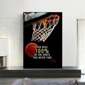 运动篮球励志词画布绘画励志海报和版画墙艺术图片