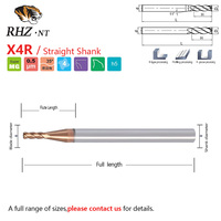 Fraise à queue économique en carbure revêtu de TiSiN HRC35-55, 4 cannelures, hélice 35°, rayon d'angle OVL 3mm, pour usinage CNC, OEM/ODM RHZ-NT, Garantie 1 an