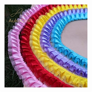 Pita Satin Organza 25mm untuk Aksesoris Pakaian DIY, Kerajinan, Pakaian Hewan Peliharaan, Gaun, Dekoratif, Kain Renda Berlipit Dua Lapis - Product Image 1